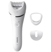 Epilator umed/uscat Philips BRE700/00, 3 accesorii, 32 pensete, utilizare fara fir, 2 setari viteza, opti-light, discuri ceramice, Argintiu