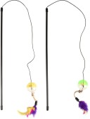 FLAMINGO Jucărie pt pisici Undiţă FRIZZ cu minge zornăioare, cu pene, dif culor