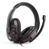 Gaming microphone & stereo headphones with volume control, glossy black