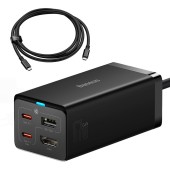 GaN5 Pro HUB HDMI 2 x USB-C / USB-A / HDMI 4K 30Hz 1,5m negru + cablu USB-C - USB-C 100W 40Gb/s (USB4) 1m (CCGP110201)