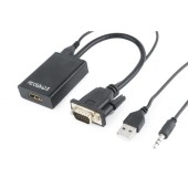 GEMBIRD Adaptor Gembird A-VGA-HDMI-01, VGA male - HDMI female, 0.15m, Black