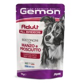 GEMON All Breeds, XS-XL, Vită și Șuncă, plic hrană umedă fără cereale câini, (în aspic), 100g