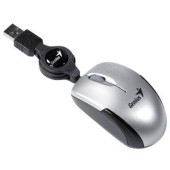 genius Mouse Genius cu fir, optic, Micro Traveler V2, 1200dpi, gri, cablu retractabil, usb