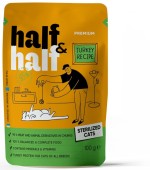 HALF&HALF plic pentru pisici sterilizate, bucăţi de Curcan în jeleu 100g