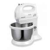 HEINNER Mixer cu bol Heinner HMBR-300W, Bol rotativ din inox, 3.4 L, 300W, 5 viteze + Turbo, Alb