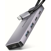 HMC-5H60, USB-C 3.2 Gen 1, 2x USB-A, 4K/60Hz HDMI, PD 100W, 15cm USB-C