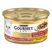 Hrana umeda pentru pisici Gourmet Gold, Somon si Pui, 85 g