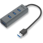 Hub USB 3.0 iTec cu 4 porturi, pasiv, metal, gri cu negru