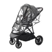 Husa de ploaie pentru carucior Lorelli, 0 luni+, model universal, geanta de transport cu fermoar inclusa, transparent, materiale non-toxice, dotata cu o fereastra cu fermoar, 72x57x47 cm