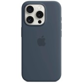 Husa de protectie Apple Silicone Case with MagSafe iPhone 15 Pro, Storm Blue