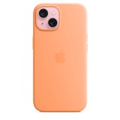 Husa de protectie Apple Silicone Case with MagSafe pentru iPhone 15, Orange Sorbet