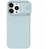 Husa pentru iPhone 15 Pro - Nillkin CamShield Silky MagSafe Silicone - Haze Blue