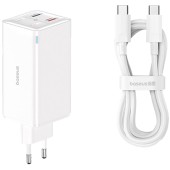 Incarcator 2x USB, 2x Type-C, 100W + Cablu Type-C, 100W, 20V, 5A, 1m - Baseus GaN6 Pro (P10162705212-00) - White