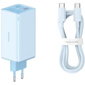 Incarcator 2x USB, 2x Type-C, 100W + Cablu Type-C, 100W, 20V, 5A, 1m - Baseus GaN6 Pro (P10162705312-00) - Blue