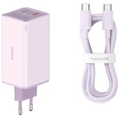 Incarcator 2x USB, 2x Type-C, 100W + Cablu Type-C, 100W, 20V, 5A, 1m - Baseus GaN6 Pro (P10162705532-00) - Purple