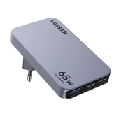 Incarcator rapid retea UGREEN Nexode Pro 65W 3-Port GaN Ultra-Slim Fast Charger X753, 2 x USB C + 1 x USB A, Gri