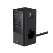 Incarcator retea Baseus PowerCombo, cu prelungitor, 35 W, 3x AC, 2x USB-C, 2x USB-A, 1.5m (Negru)