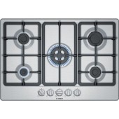 incorporabila PGQ7B5B90, Gaz, 5 Arzatoare, Aprindere electrica, Gratare fonta, Arzator Wok, Siguranta arzatoare, 75 cm, Inox