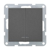Intrerupator dublu cu led 10A, IP20, Grafit, Panasonic Karre Plus 55