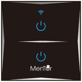 Intrerupator inteligent wireless WiFi 10A 1200W dublu negru cu touch