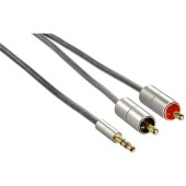 Jack 3.5 mm Male - 2x RCA Male, 1m, negru-argintiu