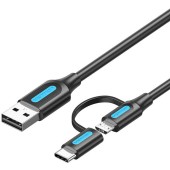 Kabel 2w1 USB 2.0 do USB-C/Micro USB Vention CQDBF 1m (czarny)