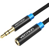 Kabel audio 3,5mm męsko-żeński w bawełnianym oplocie Vention VAB-B06-B500-M 5m czarny