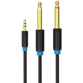 Kabel audio 3,5mm TRS do 2x 6,35mm Vention BACBF 1m czarny