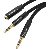 Kabel audio mini jack 3.5 mm żeński do 2x mini jack 3.5 mm męski Vention BBLBF 1m (czarny)