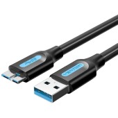 Kabel płaski USB 3.0 A do Micro-B Vention COPBI 2A 3m czarny PVC