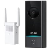 Kit cu sonerie video 5MP, baterie 6200mAh si receptor wireless, IMOU Doorbell Kit-A (Negru/Alb)