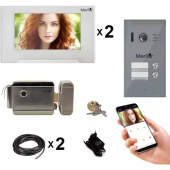 Kit Interfon Video 2 familii wireless WiFi IP65 2MP 7 inch Color 3in1 4 fire Mentor SYKT025