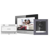 Kit videointerfon 1 familie, 2 fire, 2MP, microfon, intrare alarma, LCD 7 inch - Hikvision DS-KIS702/S