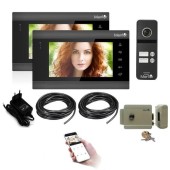 Kit VideoInterfon Smart Mentor SYKT008 WiFi 2xMonitor Interfon Yala acces 2 locatii 7" HD 1.3MP MicroSD InfraRed Senzor de miscare