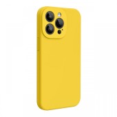 Lemontti Husa Liquid Silicon MagCharge iPhone 15 Pro Galben (protectie 360°, material fin, captusit cu microfibra)