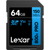 Lexar SDXC 800x Pro UHS-I cards, C10 (V30) U3, R150, 64GB