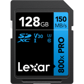 Lexar SDXC 800x Pro UHS-I cards, C10 (V30) U3, R150/W45, 128GB