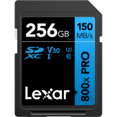 Lexar SDXC 800x Pro UHS-I cards, C10 (V30) U3, R150/W45, 256GB