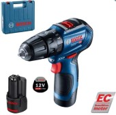 Masina de gaurit si insurubat cu acumulator BOSCH GSB 12V-30, 2 acumulatori Li-Ion, 2Ah, 30Nm, brushless + Valiza