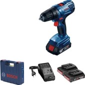 Masina de gaurit si insurubat cu acumulator Bosch Professional GSR 180 Li, 18 V, 1900 RPM, 21/54 Nm, 20+1 trepte torsiune, 2 acumulatori, incarcator, valiza profesionala