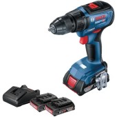 Masina de gaurit si insurubat pe acumulator Bosch Professional GSR 18V-50, 18 V, 1800 RPM, 20+1 trepte torsiune, 35 mm diametru maxim gaurire, 3 acumulatori de 2 Ah, cutie de transport