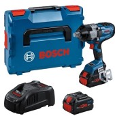 Masina de insurubat cu impact Bosch GDS 18V-1600 HC, 2 acumulatori, 18 V, 8.0 Ah, 1750 rpm, 1600 Nm, incarcator, valiza (Albastru/Negru)