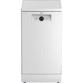 Masina de spalat vase slim Beko BDFS26020WQ, 10 seturi, 6 programe, AquaIntense, Fast+, Mini 30, Eco 50, Intensiv 70, Dozator glisant pentru detergent, Clasa E