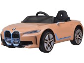 Masinuta Electrica Pentru Copii, BMW i4, Auriu, cu licenta, 4 motoare 12V 45W, baterie 12V/7Ah, telcomanda 2.4Ghz, 2 trepte de viteza