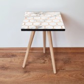 Masuta, Leona, Shp1, 35x42x35 cm, Alb / Auriu / Negru