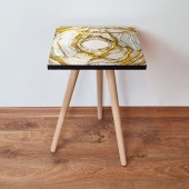 Masuta, Leona, Shp101, 35x42x35 cm, Alb / Auriu / Negru