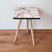 Masuta, Leona, Shp107, 35x42x35 cm, Alb / Auriu / Gri