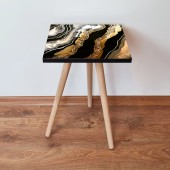 Masuta, Leona, Shp109, 35x42x35 cm, Auriu / Alb / Negru