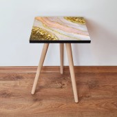 Masuta, Leona, Shp113, 35x42x35 cm, Auriu / Alb / Roz