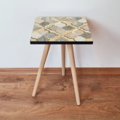 Masuta, Leona, Shp136, 35x42x35 cm, Bej / Gri / Auriu